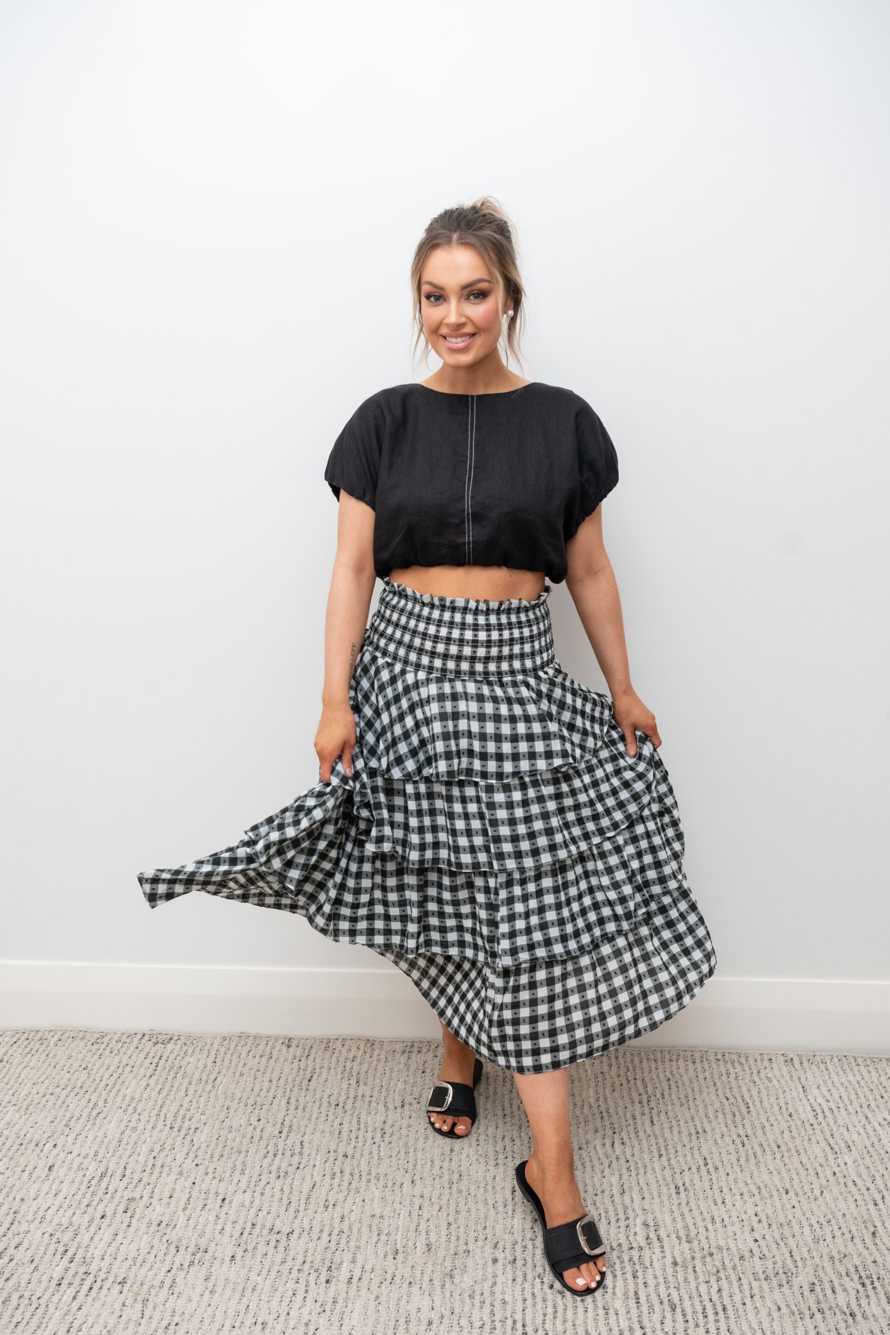 Sammy Skirt Dress Ink Black Gingham The Eighth Letter